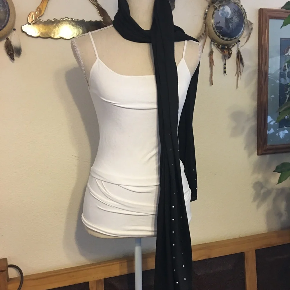dazzle black studded scarf wrap sash belt